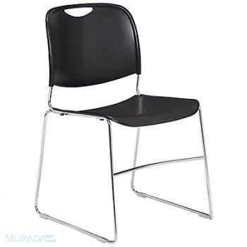 NATIONAL PUBLIC SEATING Stacking Chair Poly Navy Black PK4, 8ZC50