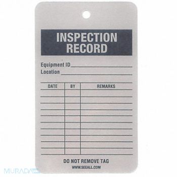 SEE ALL INDUSTRIES Inspection Rcd Tag 5 x 3 In Al PK25, 8AC35