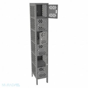 TENNSCO Box Lockr Ventilated 1 Wide 6 Tier Gray, 8ART5