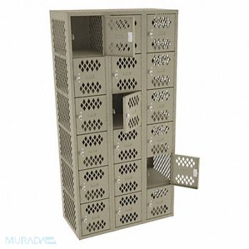TENNSCO Box Lockr Ventilated 3 Wide 6 Tier Sand, 8ARU0