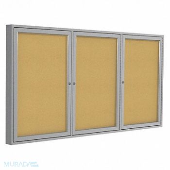 GHENT Enclosed Bulletin Board Cork 96x48 In., 9EYV0