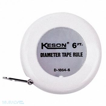 KESON Tape Measure 1/4 In x 6 ft White In./Ft., 8CLX2