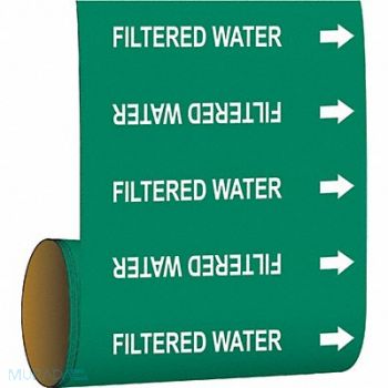 BRADY Pipe Marker Filtered Water 8 in H 8 in W, 8CM76