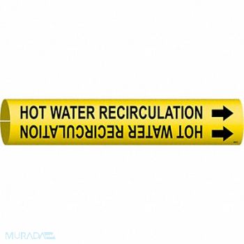 BRADY Pipe Marker Hot Water Recirculation, 8CMA1