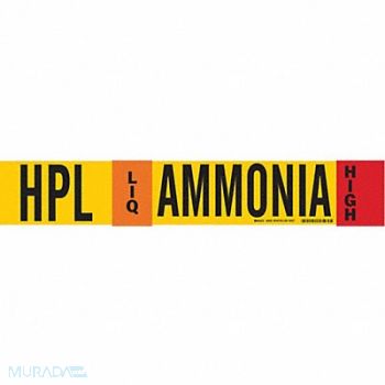 BRADY Pipe Marker Ammonia 4 in H 24 in W, 8CN84