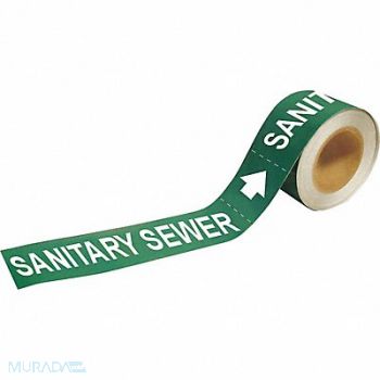 BRADY Pipe Mrkr Sanitry Sewer 1in H 8in W, 9F731