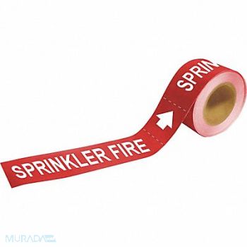 BRADY Pipe Mrkr Sprnkler Fire 1in H 8in W, 9KCA4