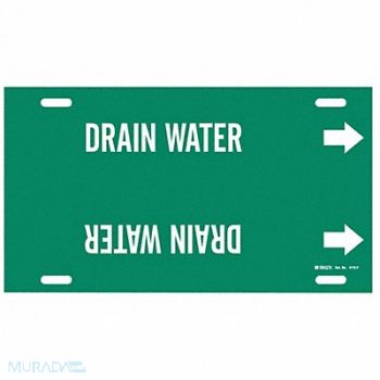 BRADY Pipe Marker Drain Water 8 in H 16 in W, 8CW73