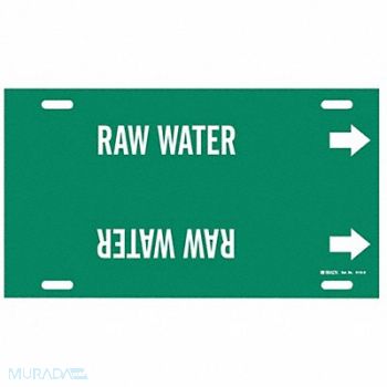 BRADY Pipe Marker Raw Water 10 in H 32 in W, 8CW75
