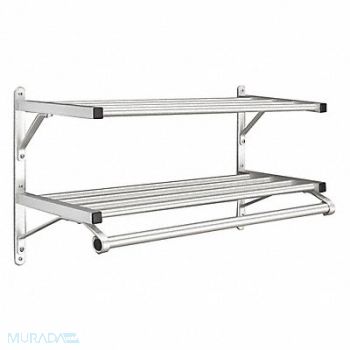GLARO Coat Rack 2 Shelves 24 In W Satin Alum, 8CW93