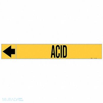 BRADY Pipe Marker Acid 1 in H 8 in W, 8CXW4