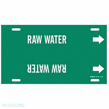 BRADY Pipe Marker Raw Water 10 in H 24 in W, 8CYG5