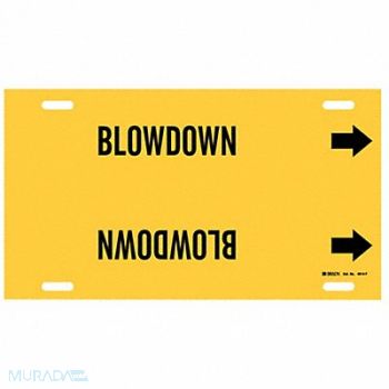 BRADY Pipe Marker Blowdown 8 in H 16 in W, 8CYG8