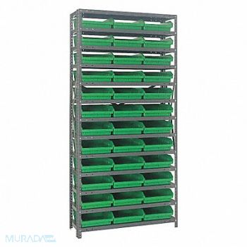 QUANTUM STORAGE SYSTEMS E1509 Bin Shlvng 12inx75inx36in Green, 8DDC1