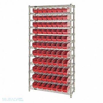 QUANTUM STORAGE SYSTEMS E3957 Bin Shlvng 18inx74inx36in Red, 8DG33