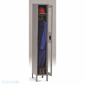 TENNSCO Wrdrb Lockr Clearview 1 Wide 1 Tier Gray, 8DL79