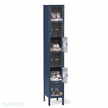 TENNSCO Box Locker Clearview 1 Wide 6 Tier Blue, 8DMV6
