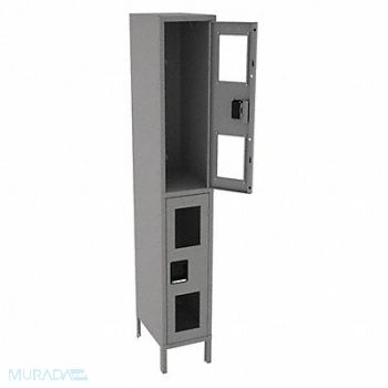 TENNSCO Wrdrb Lockr Clearview 1 Wide 2 Tier Gray, 8DXJ8