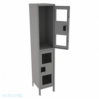 TENNSCO Wrdrb Lockr Clearview 1 Wide 2 Tier Gray, 8DXK1