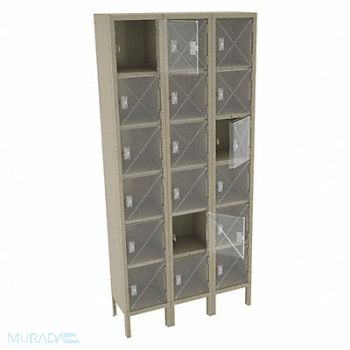 TENNSCO Box Locker Clearview 3 Wide 6 Tier Sand, 8DXK3