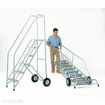 BALLYMORE Folding Rolling Ladder Steel 90 In.H, 8E783