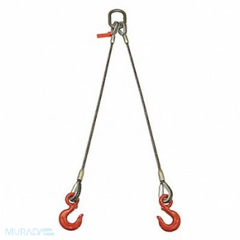 LIFT-ALL Wire Rope Sling Double Leg 4 ft.L, 9CTT1