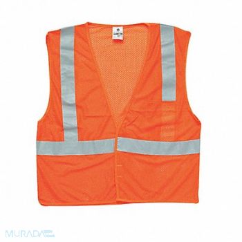 KISHIGO E6630 High Visibility Vest Class 2 3XL Orange, 9TM69