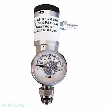GRAINGER APPROVED Gas Regulator 0.1 to 7Lpm, 8G033