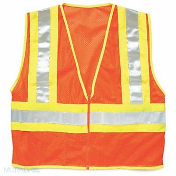 KISHIGO E6640 High Visibility Vest Class 2 2XL Orange, 8G281