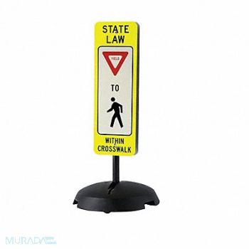 TAPCO Traffic Sign with Base 36 x 12 Yellow, 8LV72
