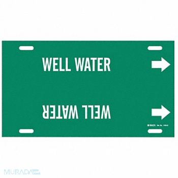 BRADY Pipe Marker Well Water 10 in H 24 in W, 8NAM6