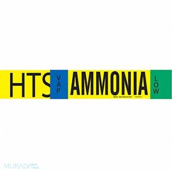 BRADY Pipe Marker Ammonia 4 in H 24 in W, 8NC35