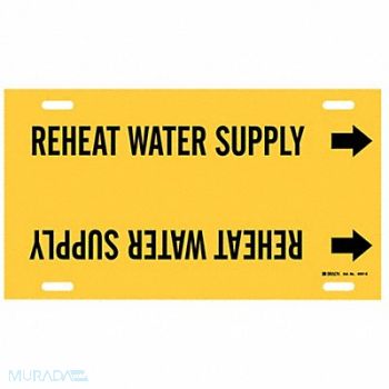 BRADY Pipe Mrkr Reheat Watr Sply 10in H 24in W, 8NE02