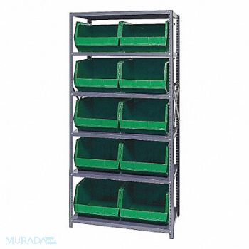 QUANTUM STORAGE SYSTEMS E1504 Bin Shlvng 18inx75inx36in Green, 8NH81