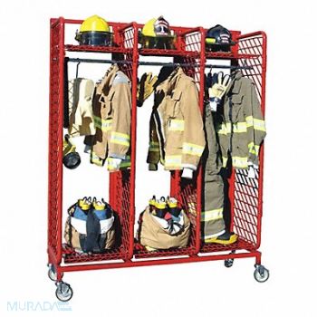 GROVES Turnout Gear Rack Mobile 3 Compartment, 9UFX5