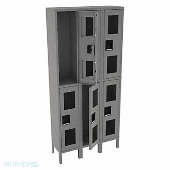 TENNSCO Wrdrb Lockr Clearview 3 Wide 2 Tier Gray, 8NMX7