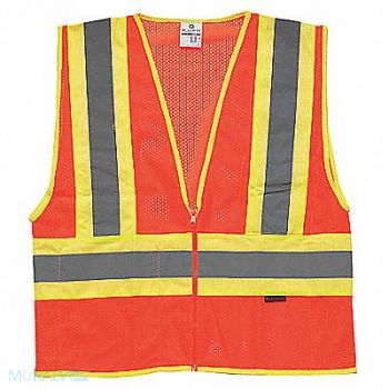 KISHIGO E6640 High Visibility Vest Class 2 4XL Orange, 8NNV9