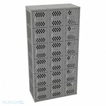TENNSCO Box Lockr Ventilated 3 Wide 6 Tier Gray, 8PCV6