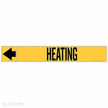BRADY Pipe Marker Heating 1 in H 8 in W, 8PJU3