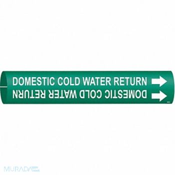BRADY Pipe Marker Domestic Cold Water Return, 8PLZ3