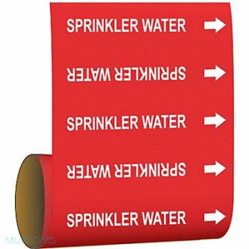 BRADY Pipe Markr Sprinkler Water 12in H 12in W, 8VXV8