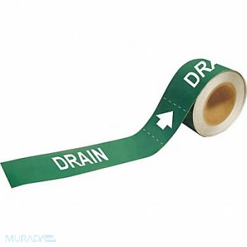 BRADY Pipe Marker Drain 2 in H 12 in W, 8RJ96
