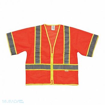 KISHIGO High Visibility Vest Class 3 3XL Orange, 9CW65