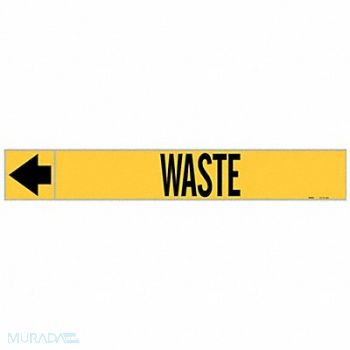 BRADY Pipe Marker Waste 2 in H 12 in W, 8VX86