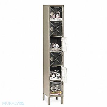 TENNSCO Box Lockr Ventilated 1 Wide 6 Tier Sand, 9UEA0