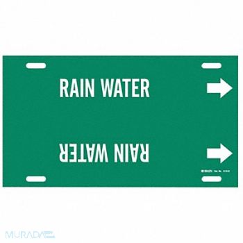 BRADY Pipe Marker Rain Water 10 in H 32 in W, 8VXV7
