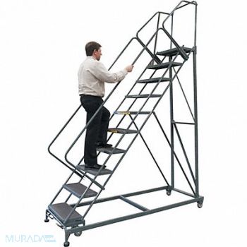 BALLYMORE Safety Rolling Ladder Steel 120 In.H, 8VYZ9