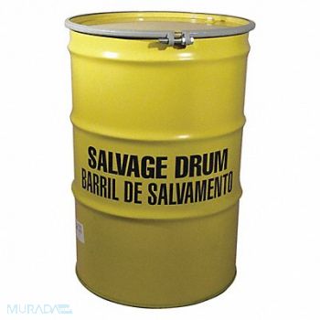 GRAINGER APPROVED Salvage Drum Black and Yellow 18ga 1.2mm, 8WXN6