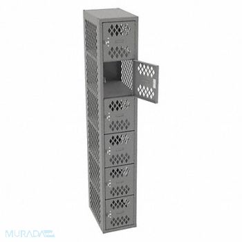 TENNSCO Box Lockr Ventilated 1 Wide 6 Tier Gray, 8WY96