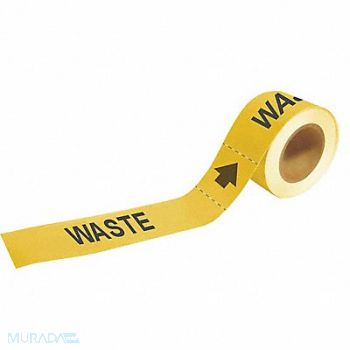 BRADY Pipe Marker Waste 1 in H 8 in W, 8XCW6